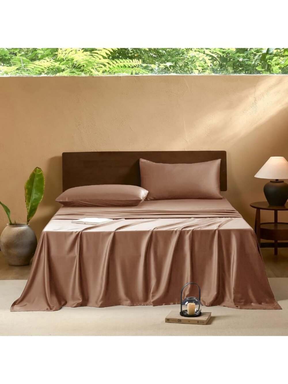 Luxurious 400 Thread Count Twin Sheet Set, Organic Bamboo Cooling Bedding, Deep